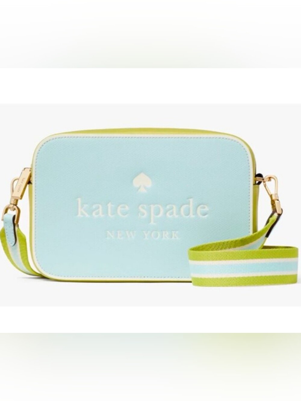 Kate Spade Oh Snap Sky Blue & Lime Green Mini Cam Bag NWT